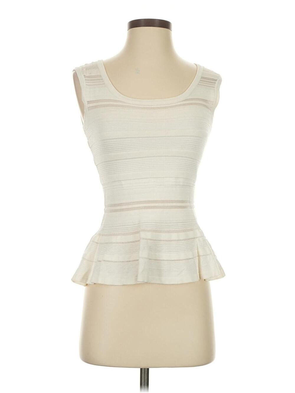 Marciano XS White Ivory Sleeveless Peplum Top